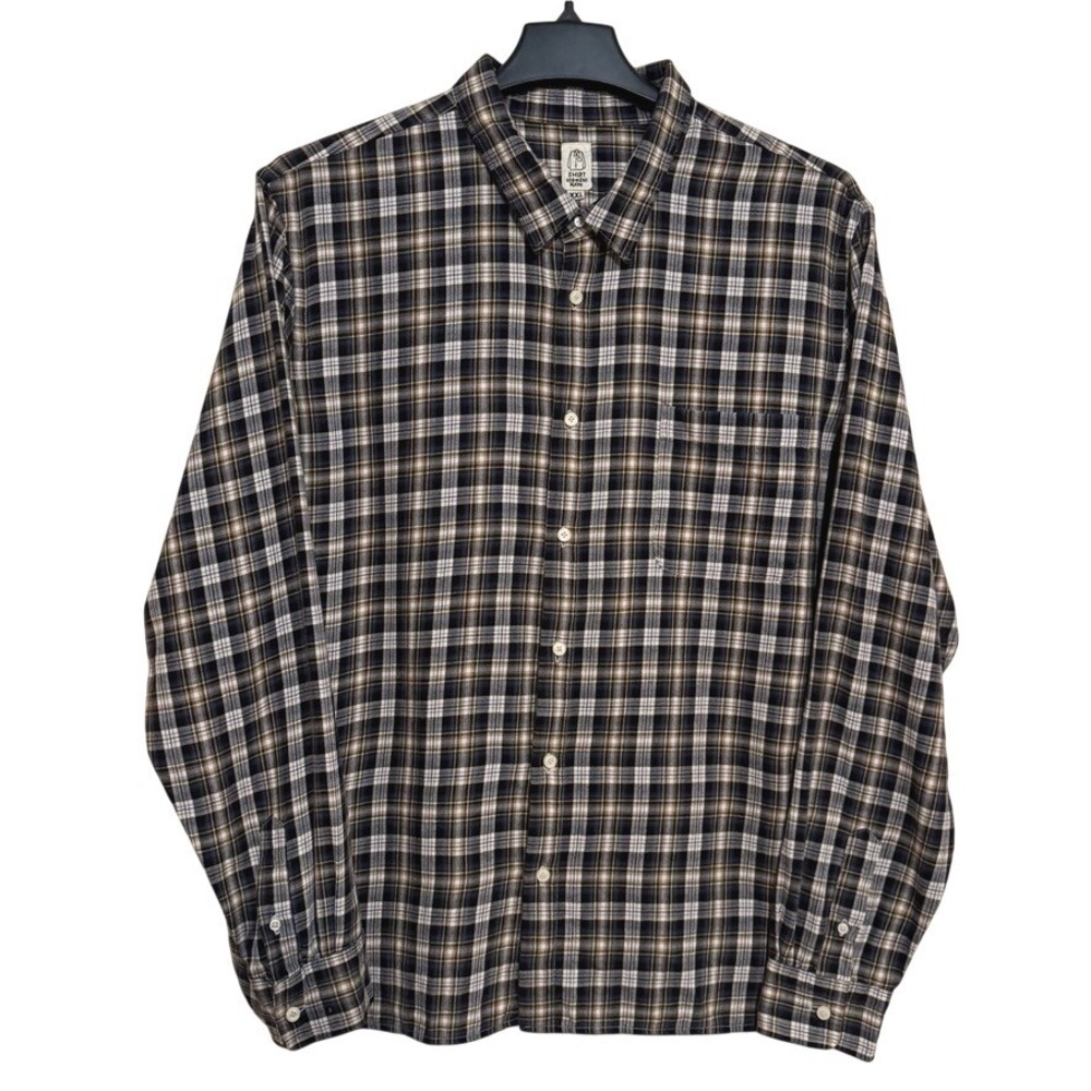 Hiroshi Kato Button Up Shirt Mens 2XL Lake Michigan Plaid Long Sleeve Wool Blend